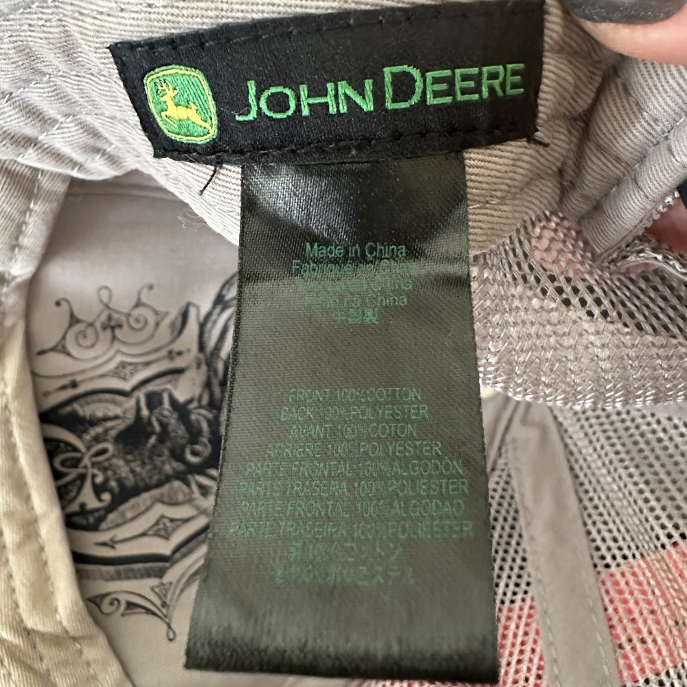 John Deere Men's Snapback Mesh Back Hat Blue Gray Embroidered Retro Logo - Picture 9 of 9